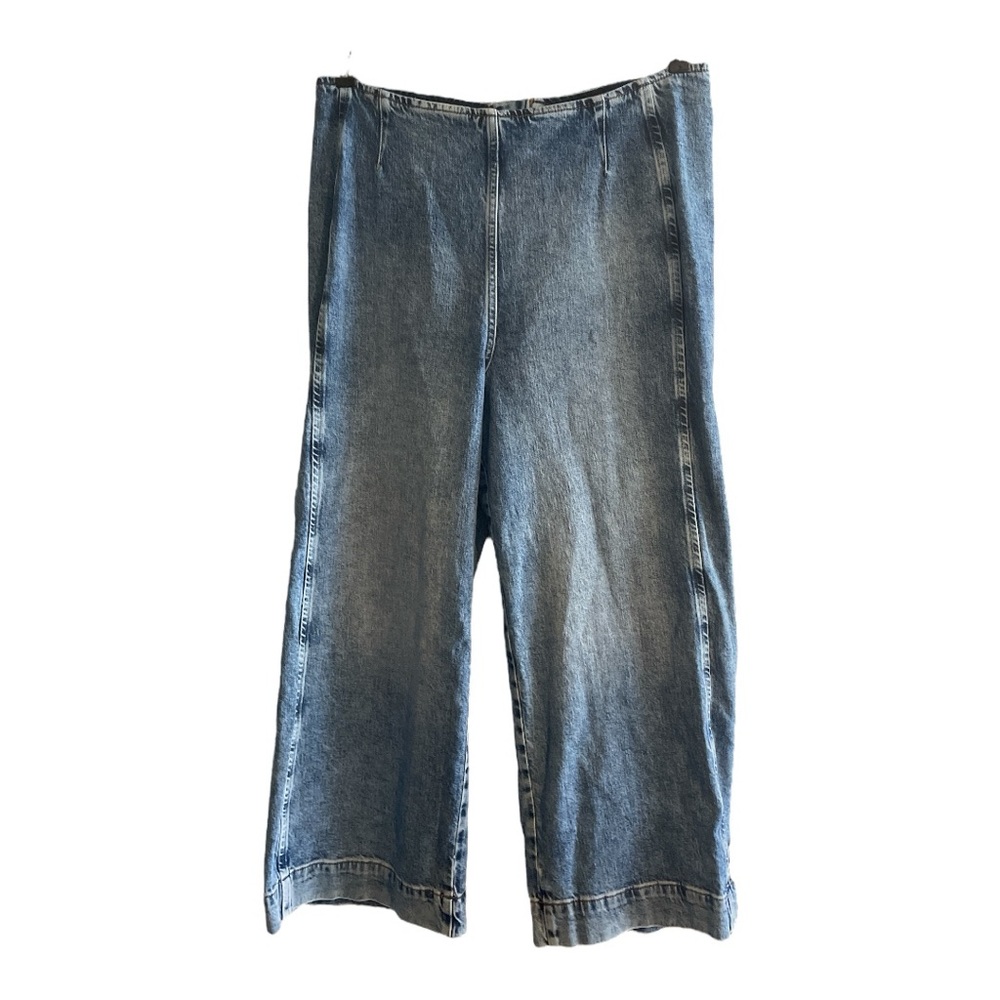 Pilcro Anthropologie Wide Leg Cropped Pants High Rise Zip Back Size 32